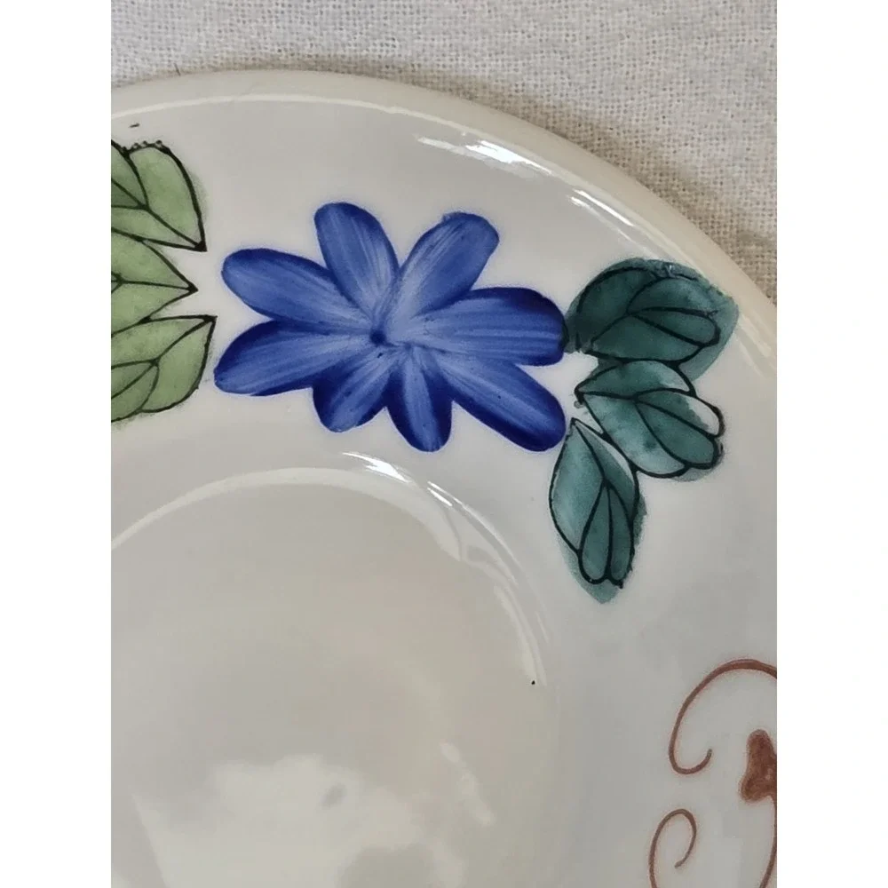 Vintage‎ F.S. Louie Berkeley CA Hand Painted Porcelain Saucer Bird Floral 4.5